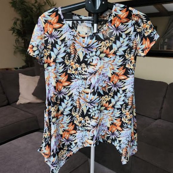NWT Emily Stacy floral print tunic top sz small - Picture 1 of 3